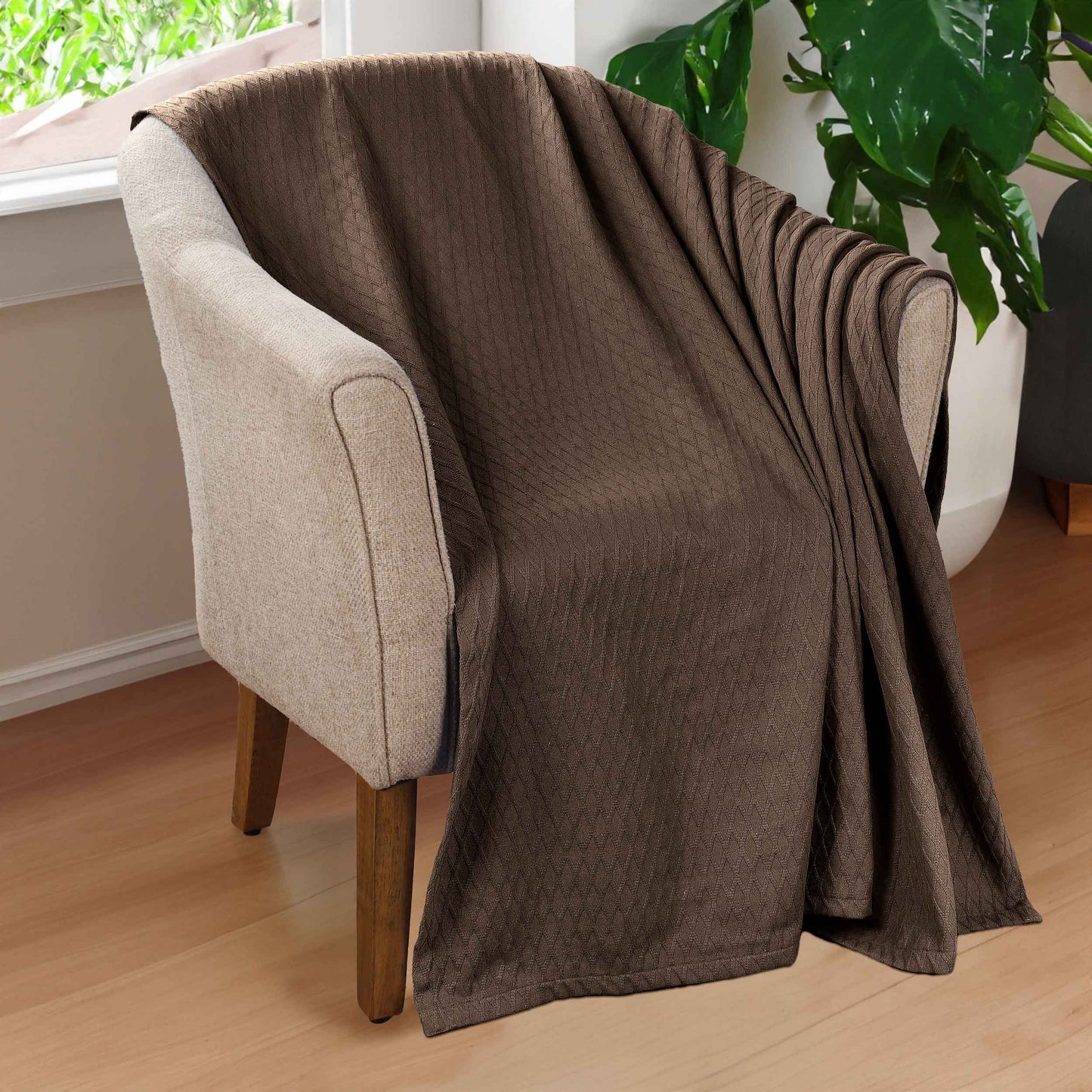 Diamond All-Season Cotton Blanket - Chocolate