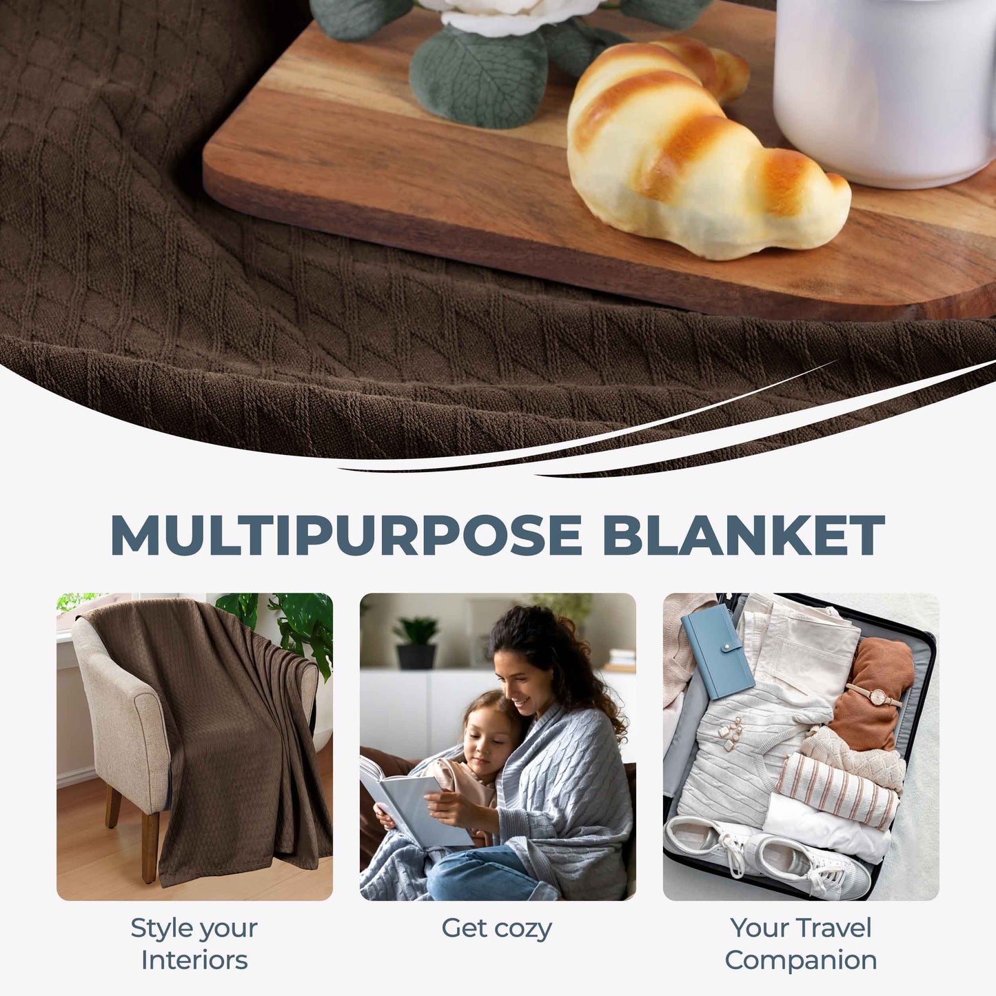 Diamond All-Season Cotton Blanket - Chocolate