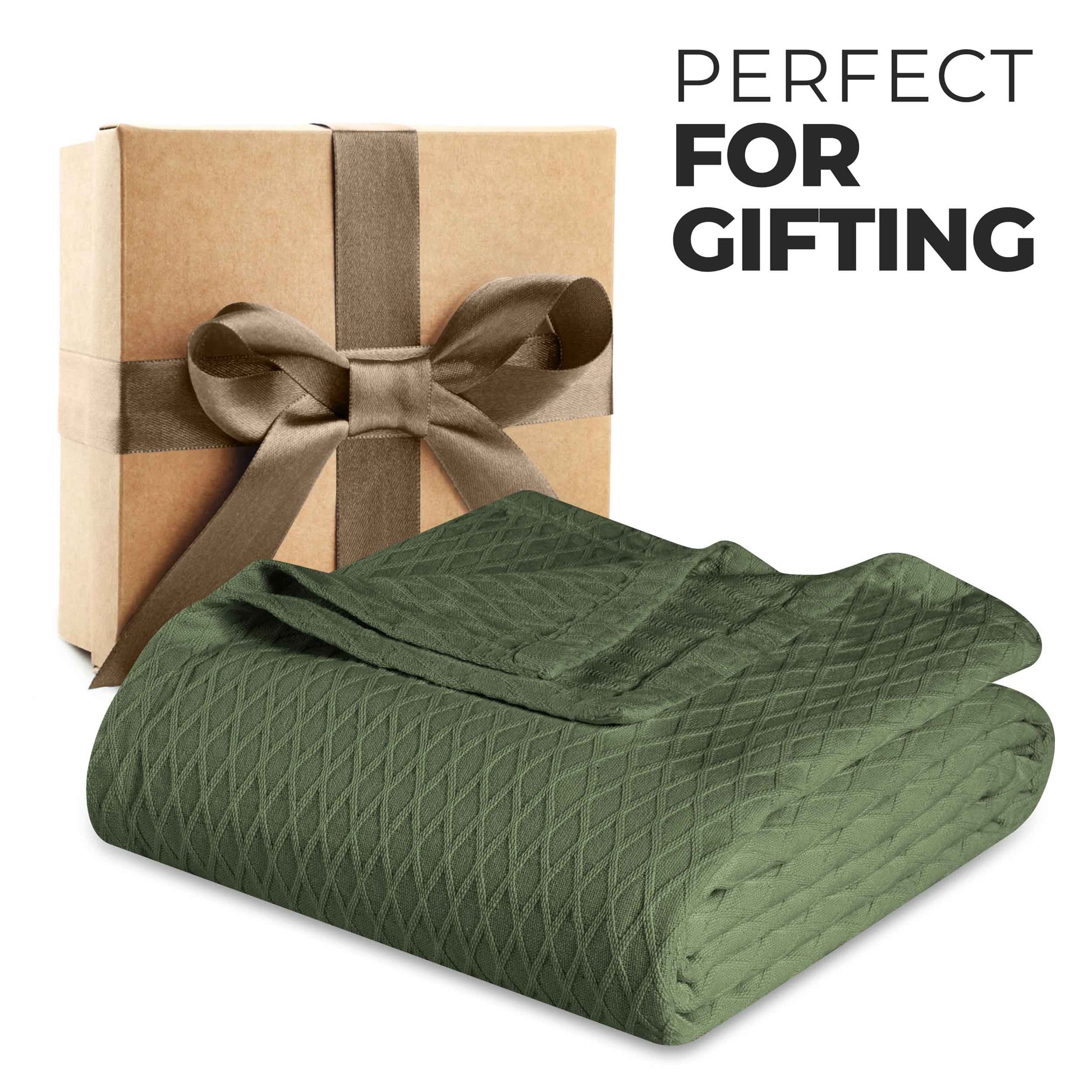 Diamond All-Season Cotton Blanket - Forest Green