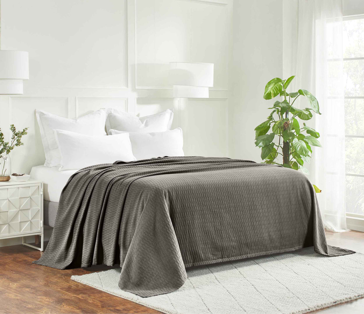 Diamond All-Season Cotton Blanket - Grey