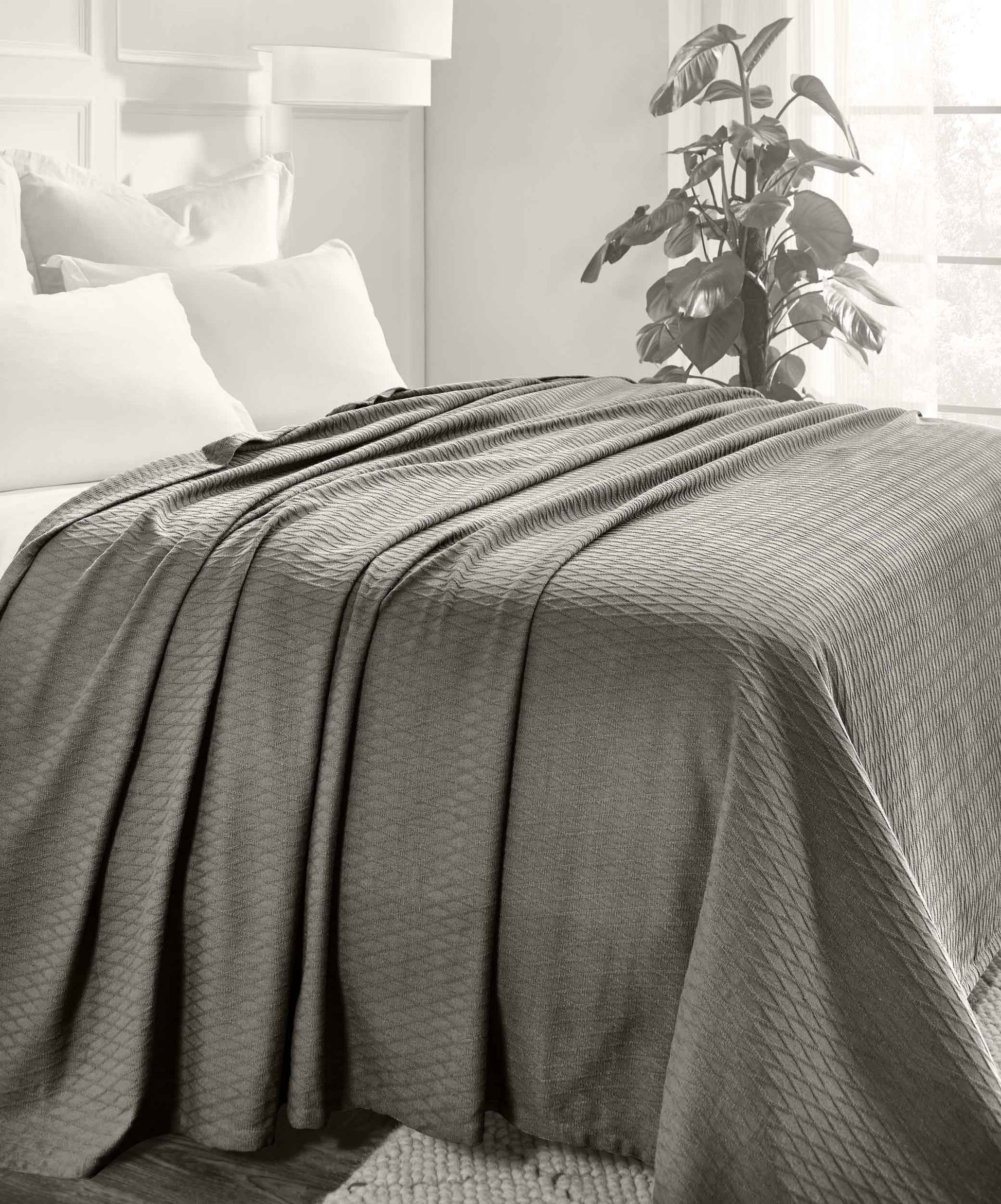 Diamond All-Season Cotton Blanket - Grey