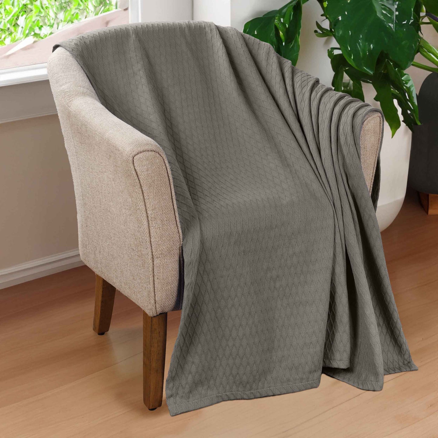 Diamond All-Season Cotton Blanket - Grey