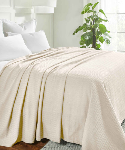 Diamond All-Season Cotton Blanket - Ivory