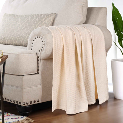 Diamond All-Season Cotton Blanket - Ivory