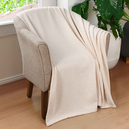 Diamond All-Season Cotton Blanket - Ivory