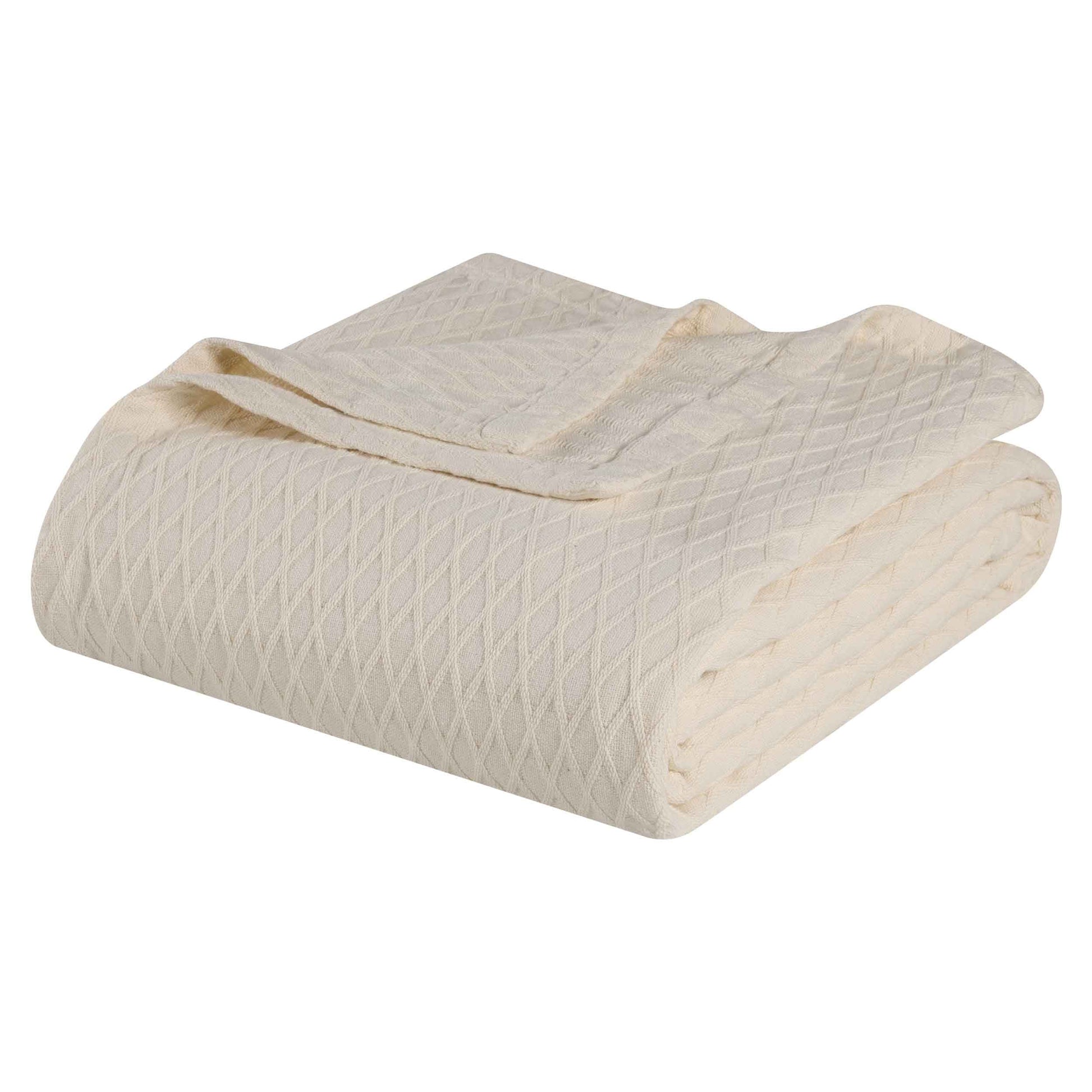 Diamond All-Season Cotton Blanket - Ivory