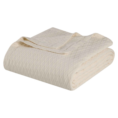 Diamond All-Season Cotton Blanket - Ivory