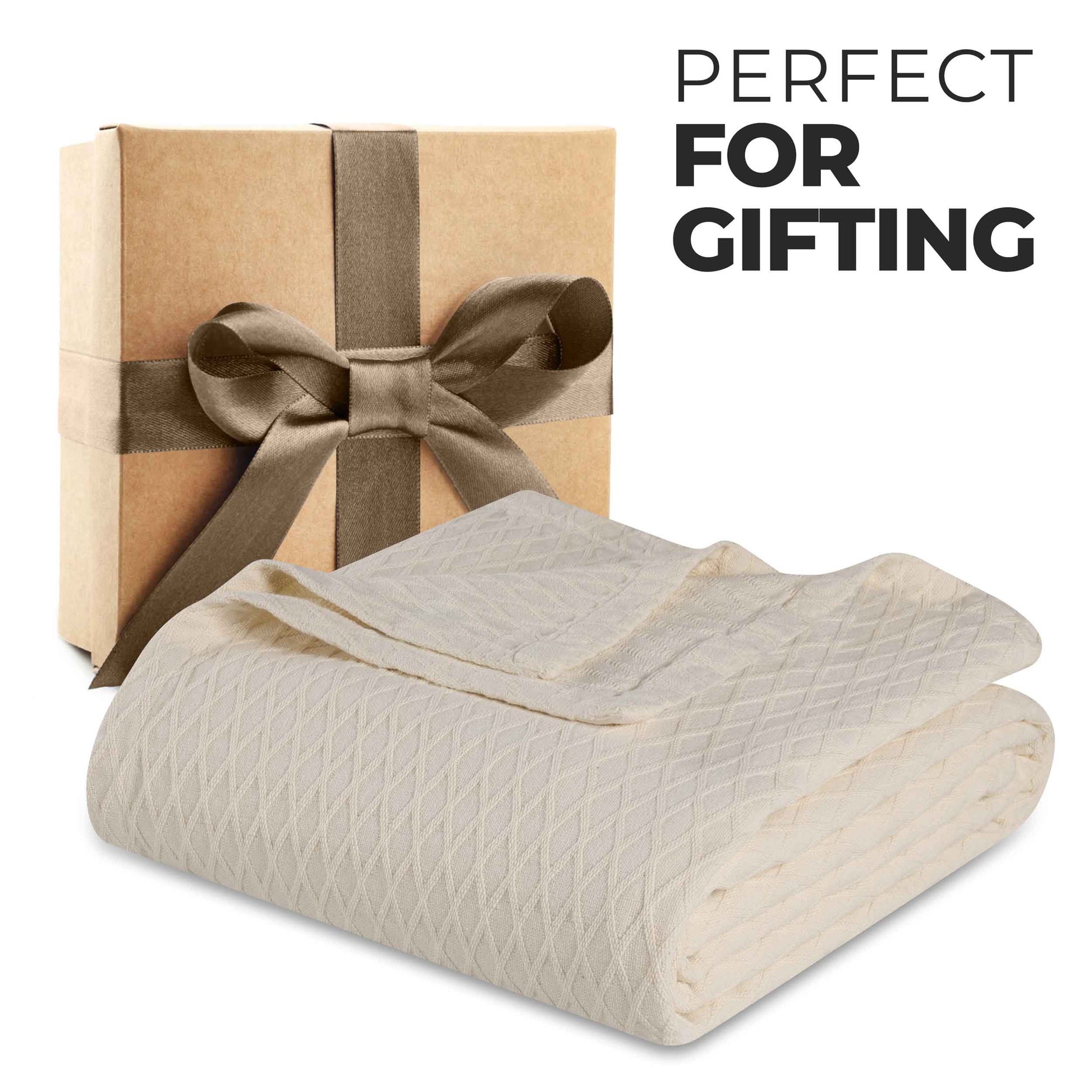 Diamond All-Season Cotton Blanket - Ivory