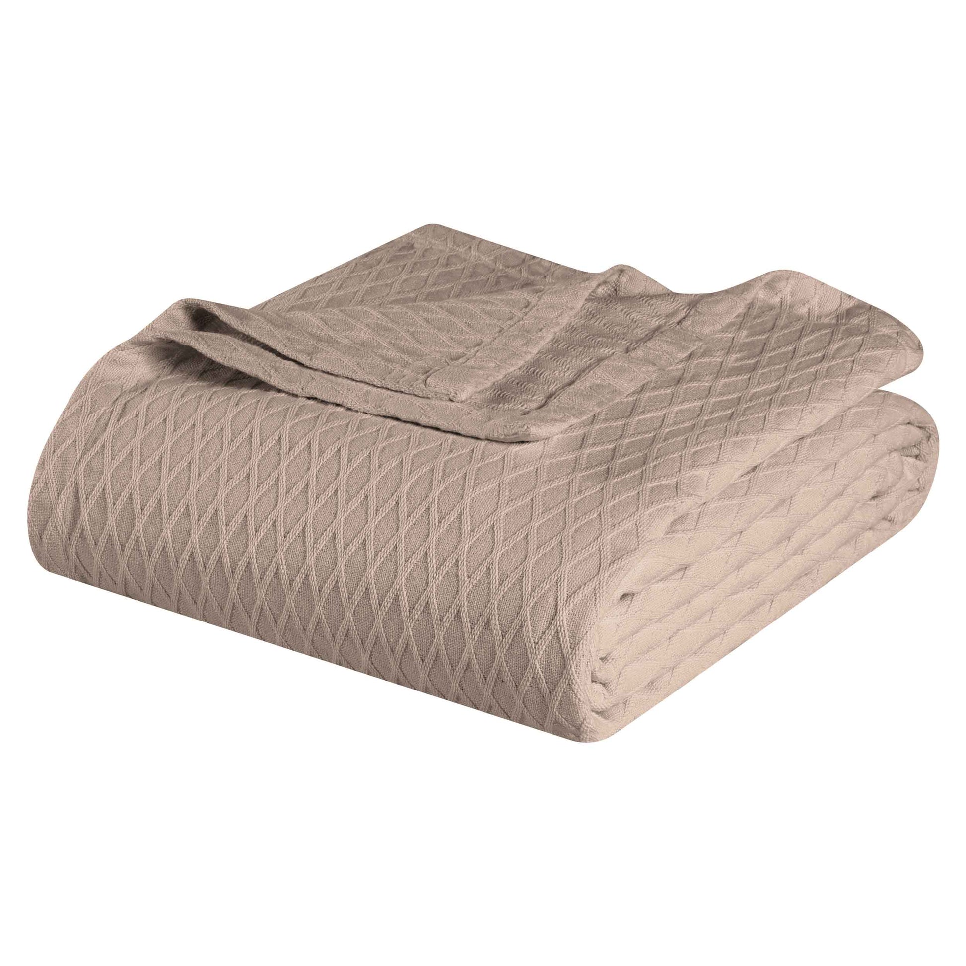 Diamond All-Season Cotton Blanket - Khaki