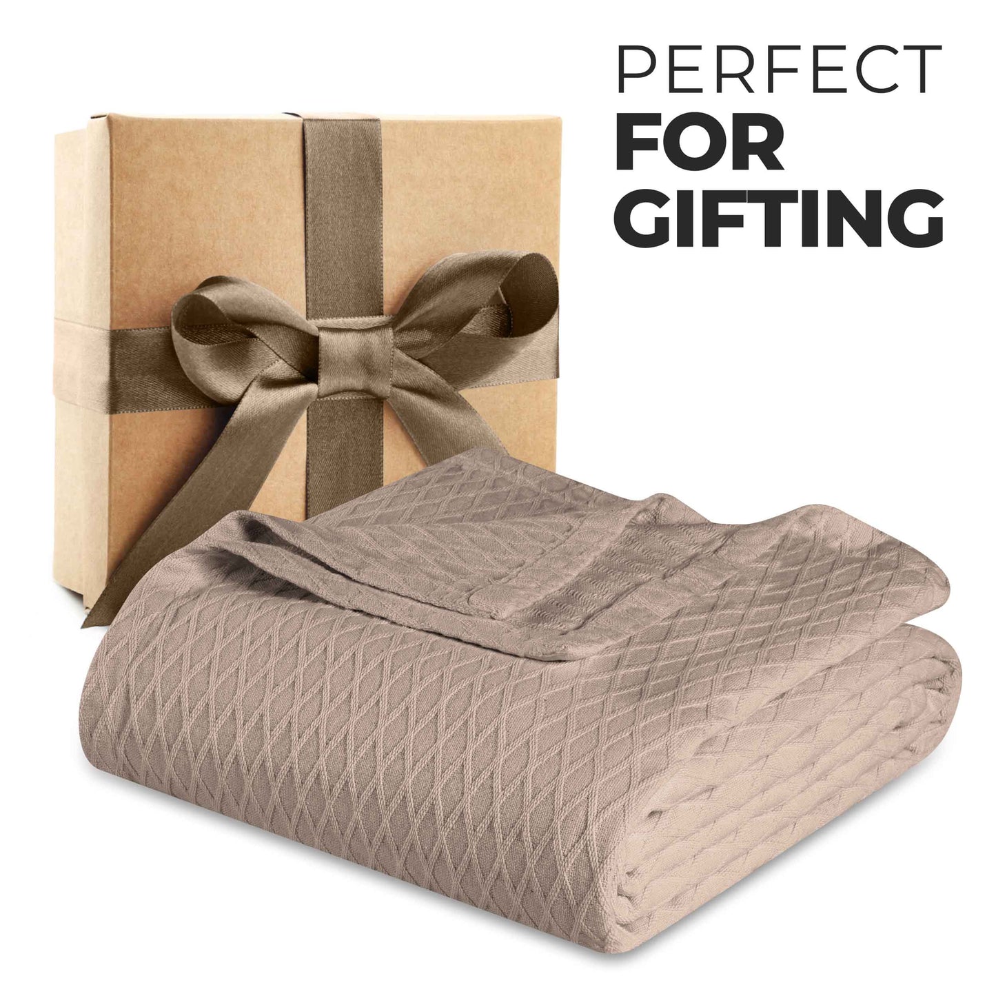 Diamond All-Season Cotton Blanket - Khaki