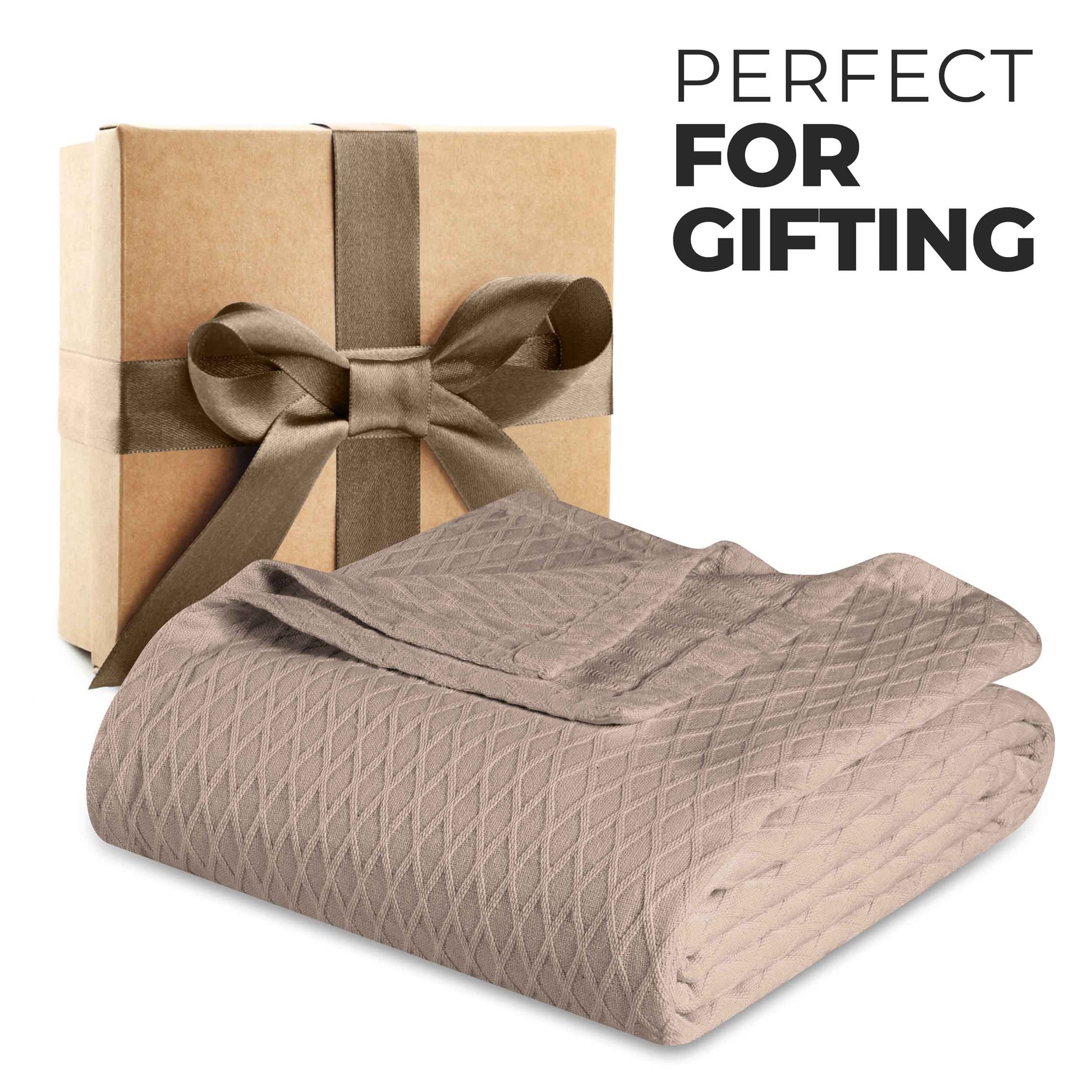 Diamond All-Season Cotton Blanket - Khaki