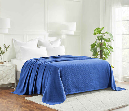 Diamond All-Season Cotton Blanket - Merirtt Blue