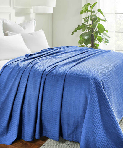 Diamond All-Season Cotton Blanket - Merritt Blue
