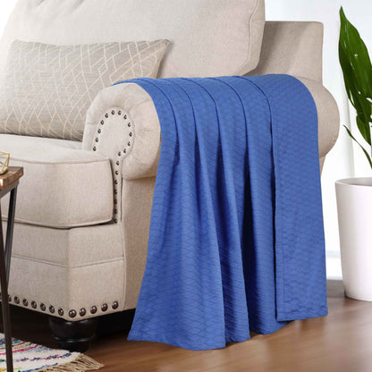 Diamond All-Season Cotton Blanket - Merritt Blue