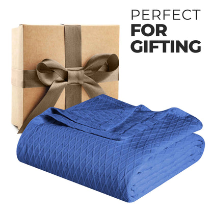 Diamond All-Season Cotton Blanket - Meritt Blue