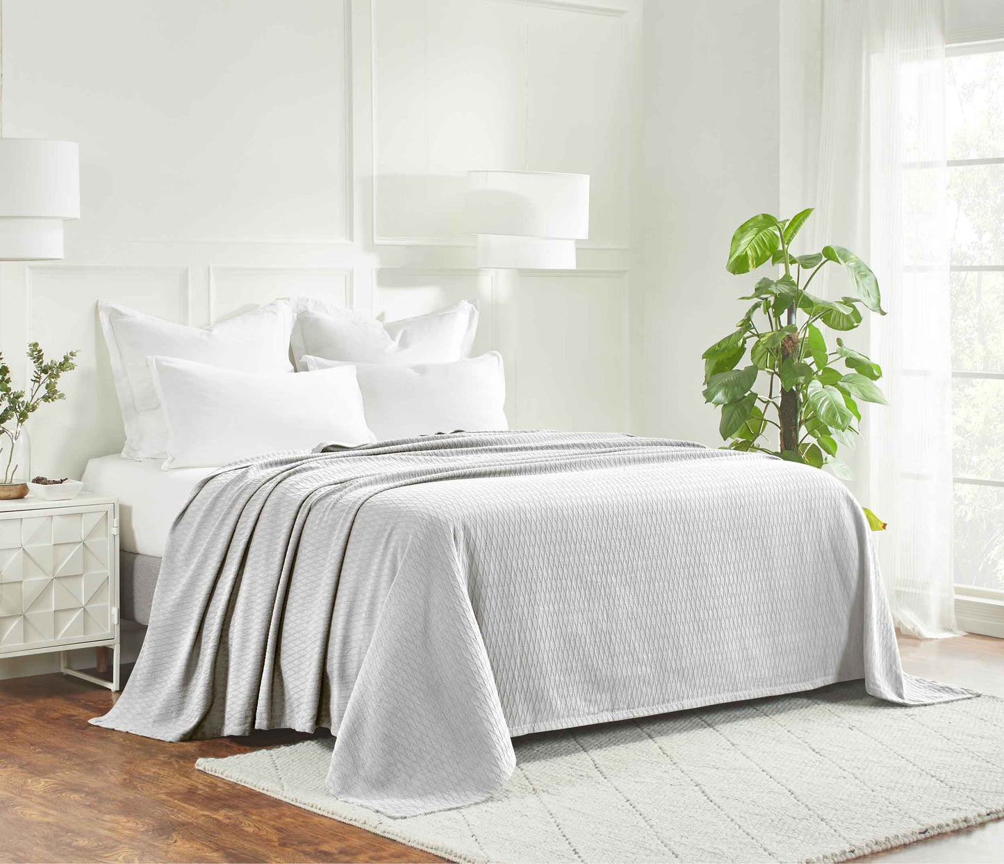 Diamond All-Season Cotton Blanket - Platinum