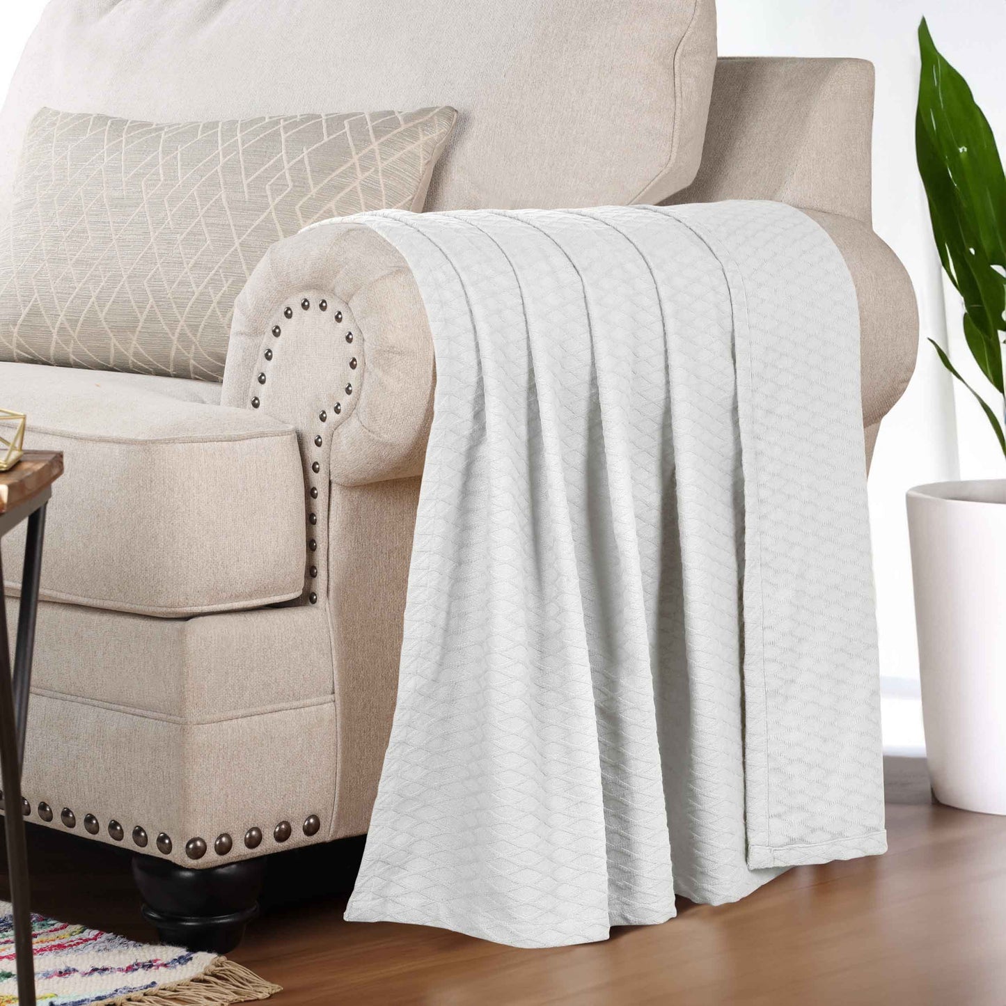 Diamond All-Season Cotton Blanket - Platinum