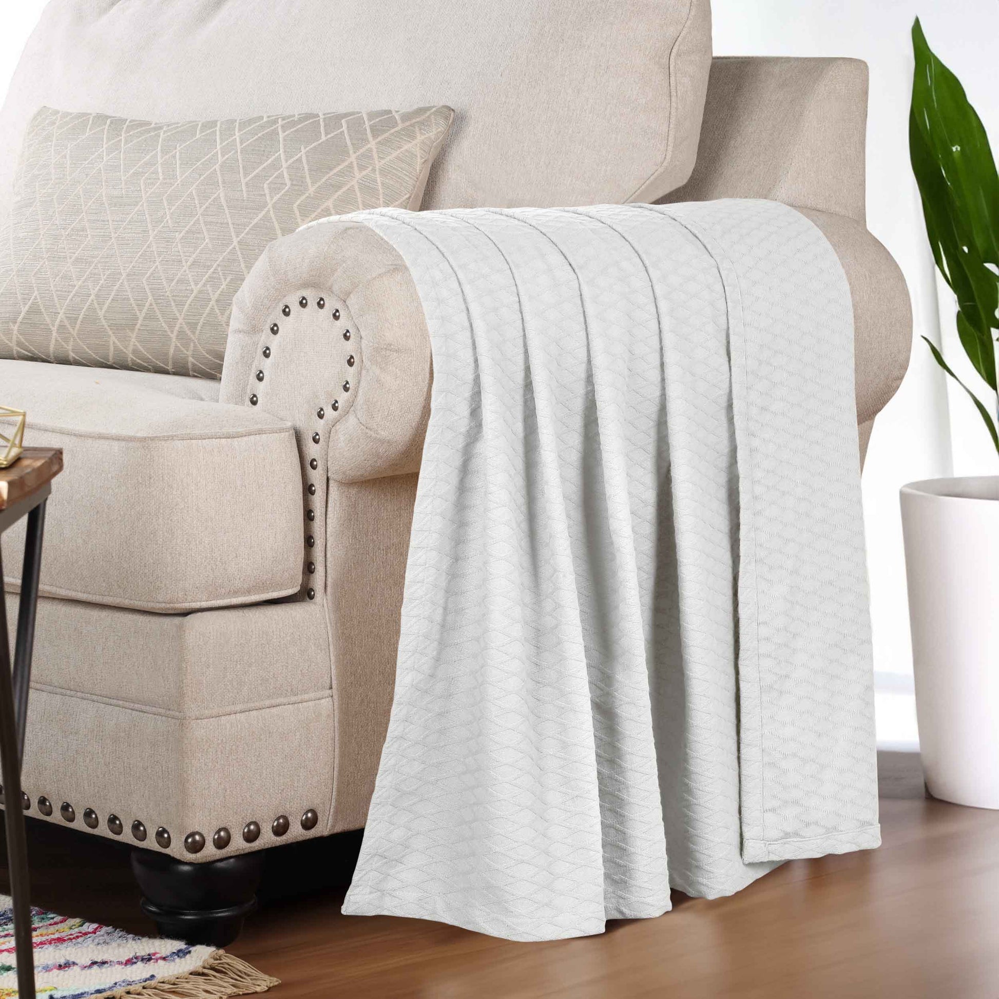 Diamond All-Season Cotton Blanket - Platinum