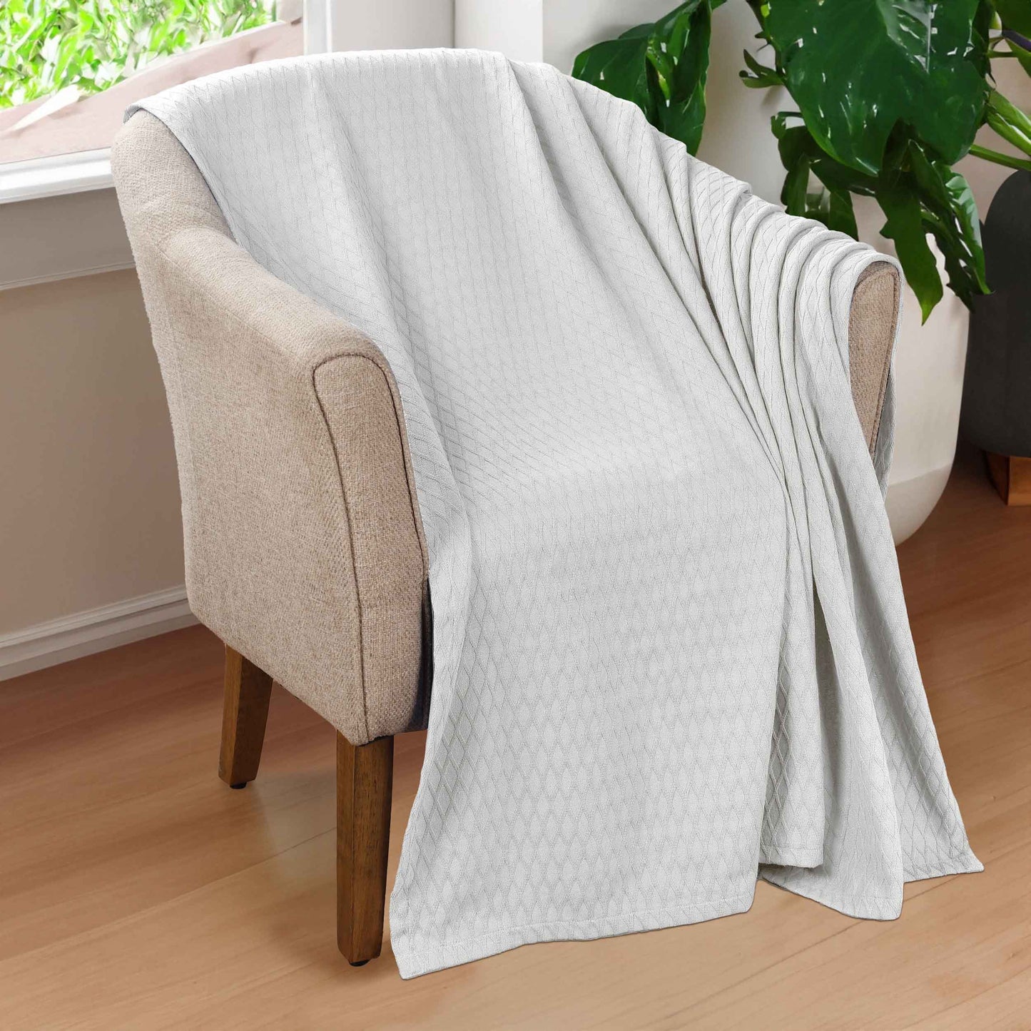 Diamond All-Season Cotton Blanket - Platinum