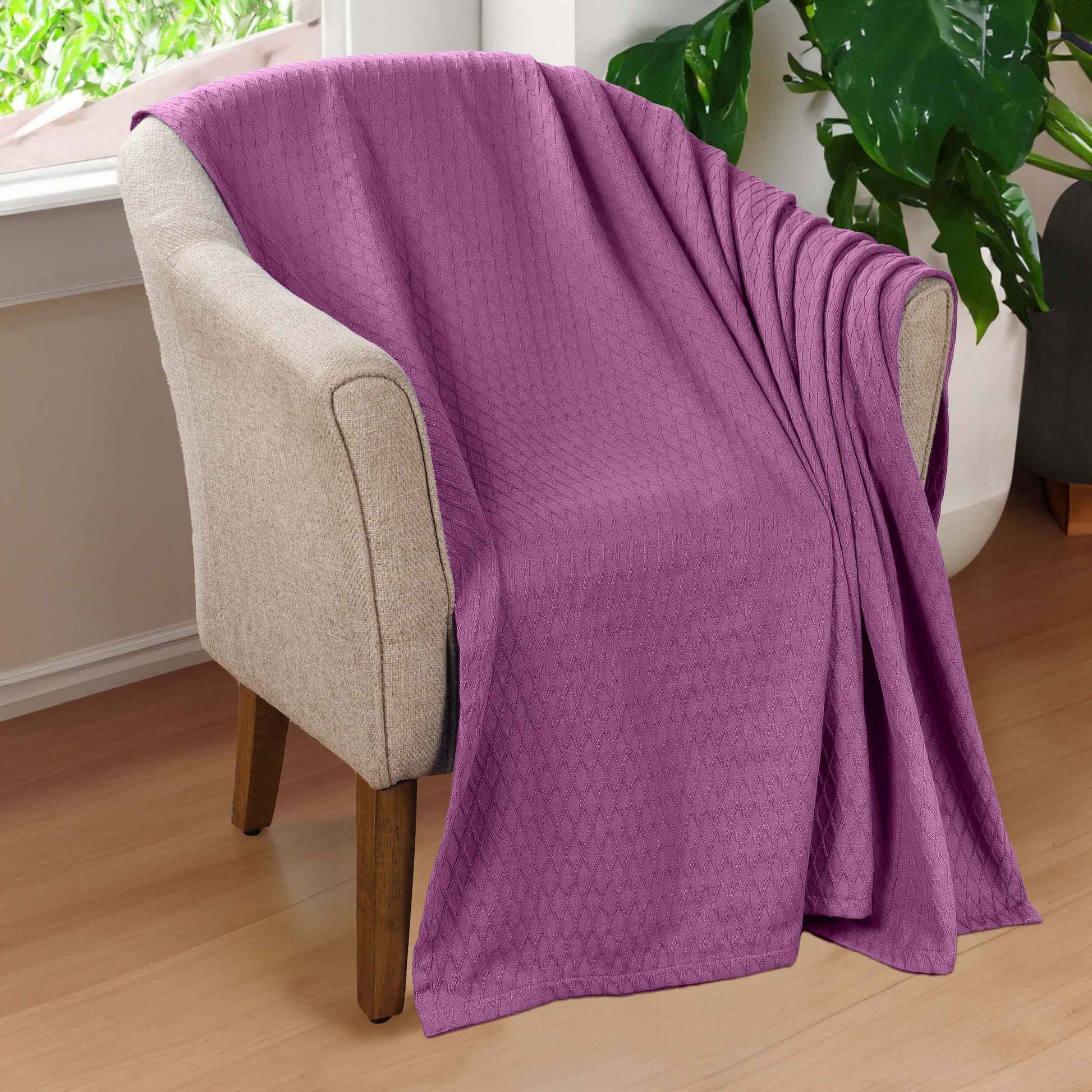 Diamond All-Season Cotton Blanket - Purple