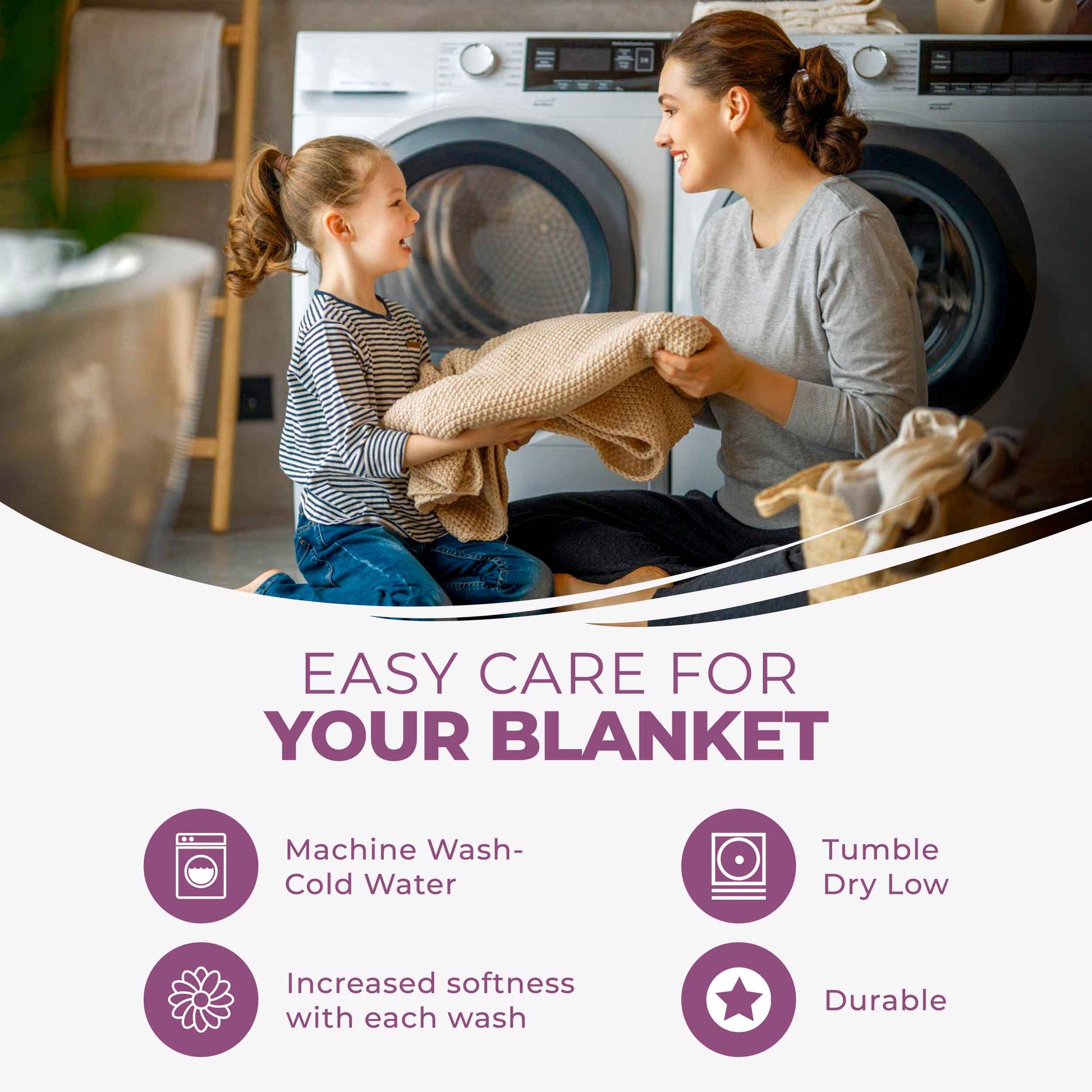 Diamond All-Season Cotton Blanket - Purple
