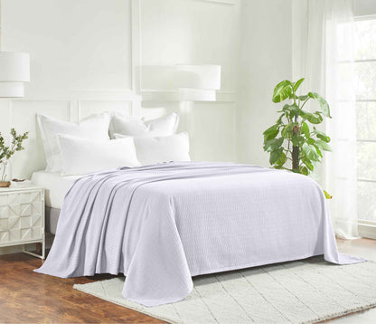 Diamond All-Season Cotton Blanket - White