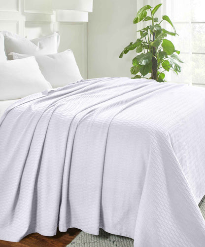 Diamond All-Season Cotton Blanket - White