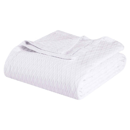 Diamond All-Season Cotton Blanket - White
