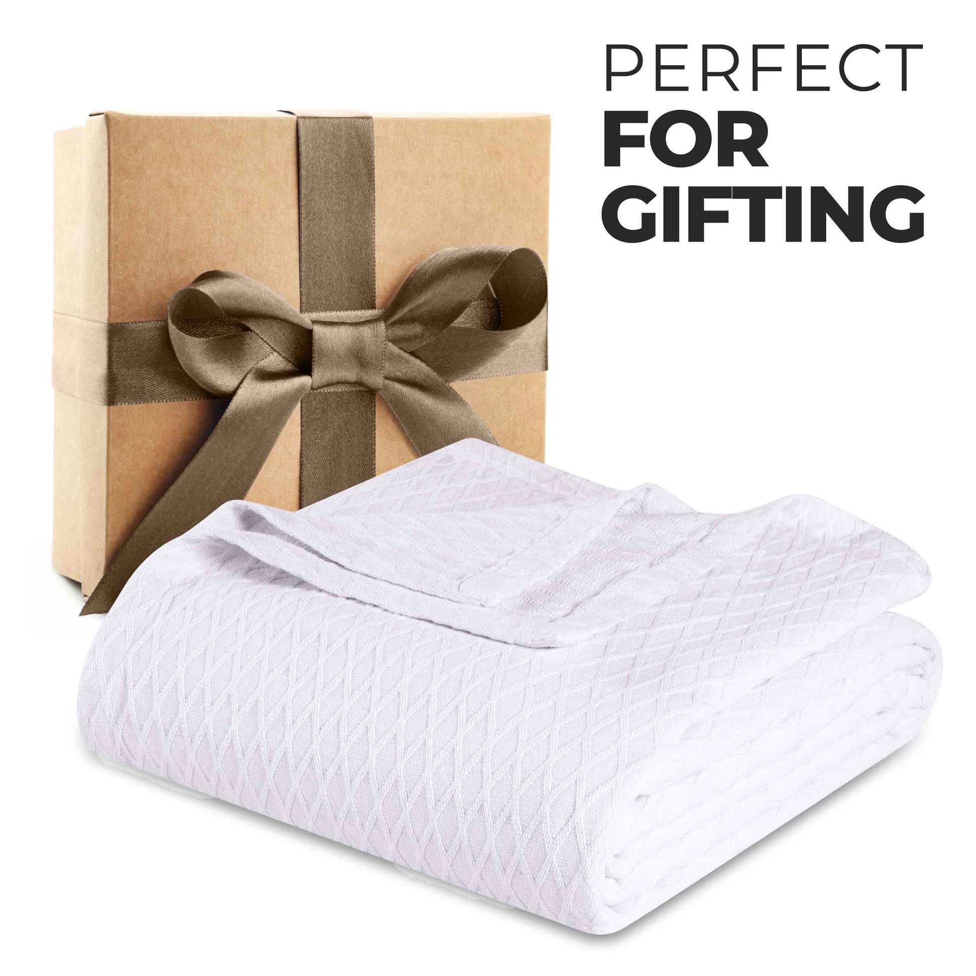 Diamond All-Season Cotton Blanket - White