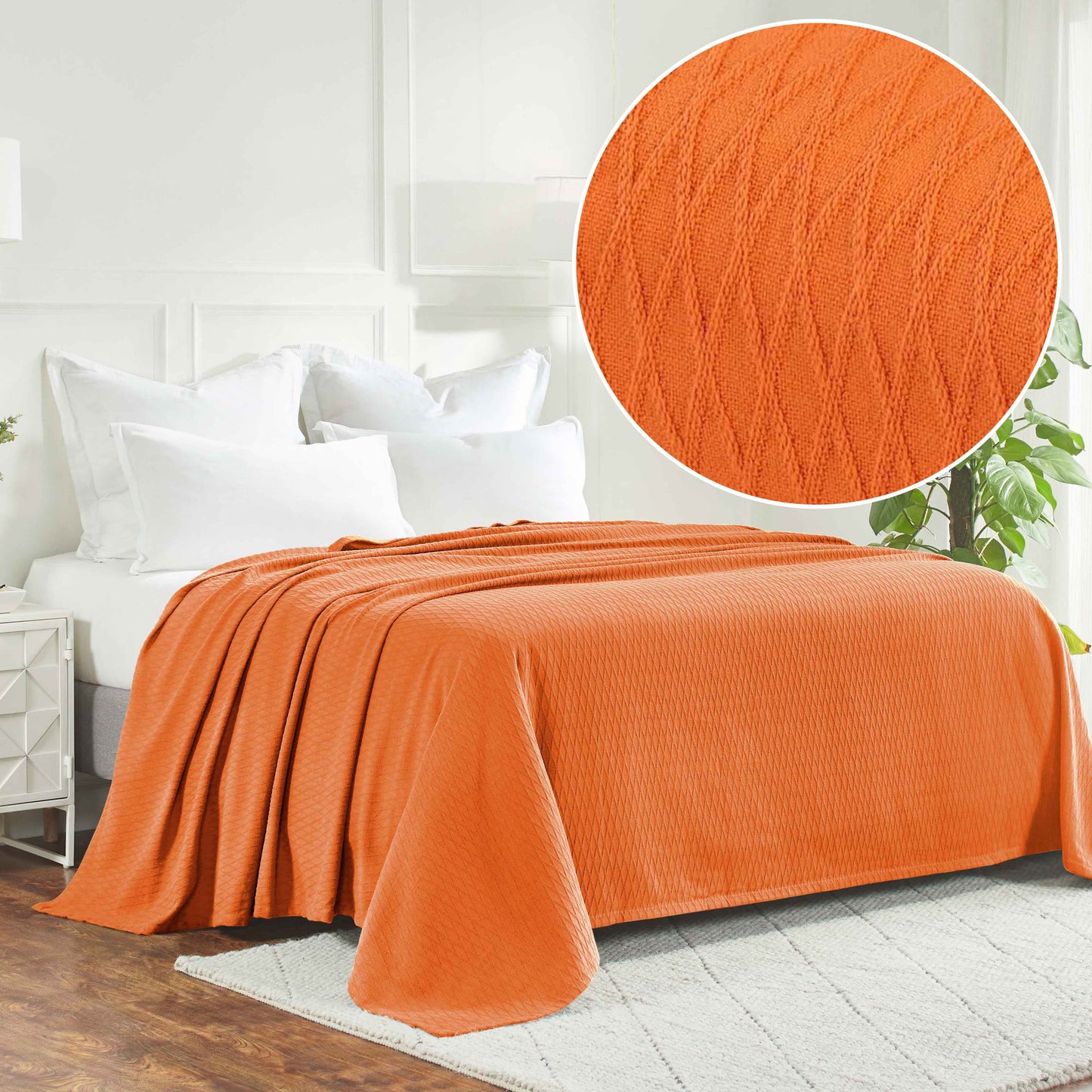 Diamond All-Season Cotton Blanket - Orange