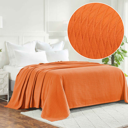 Diamond All-Season Cotton Blanket - Orange
