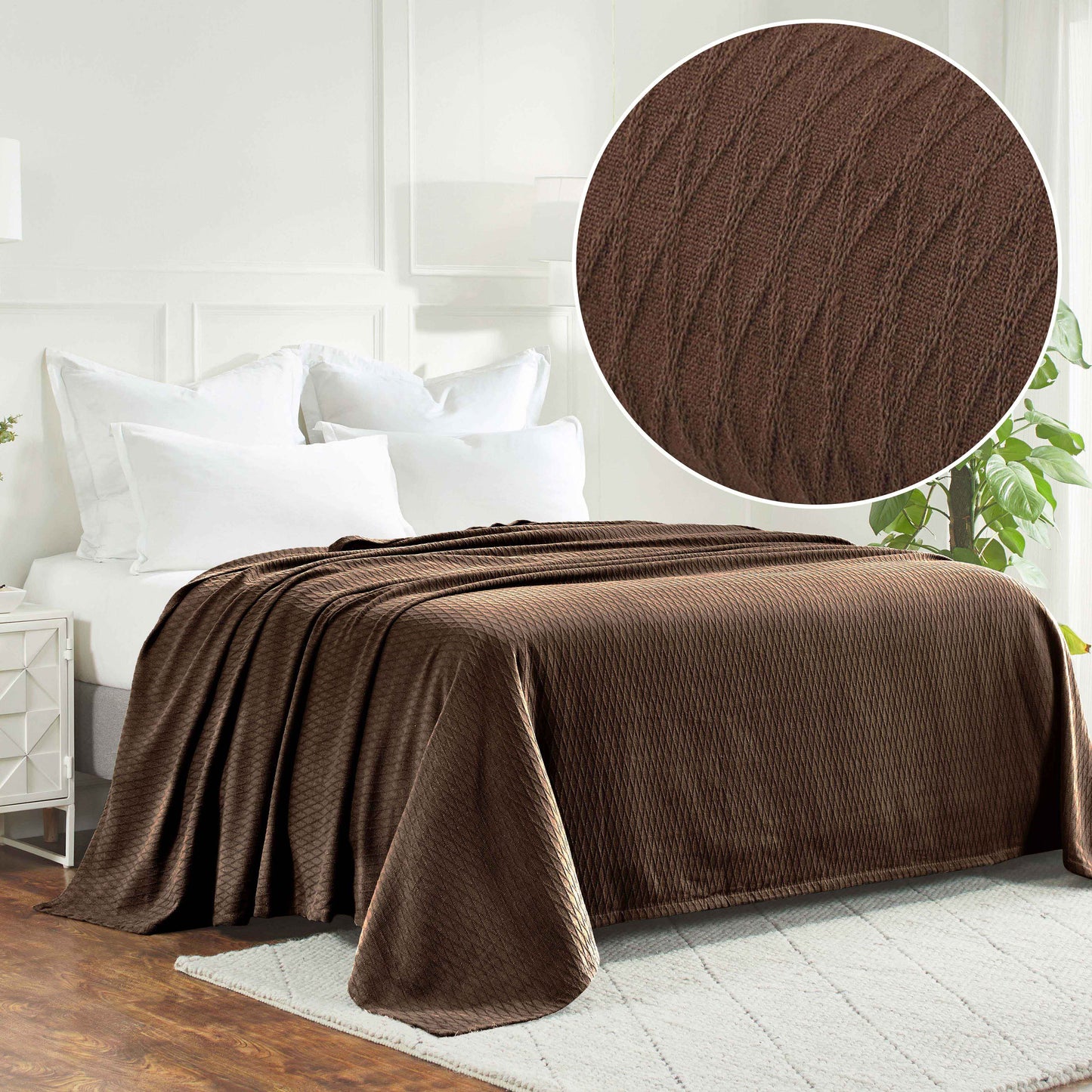 Diamond All-Season Cotton Blanket - Chocolate
