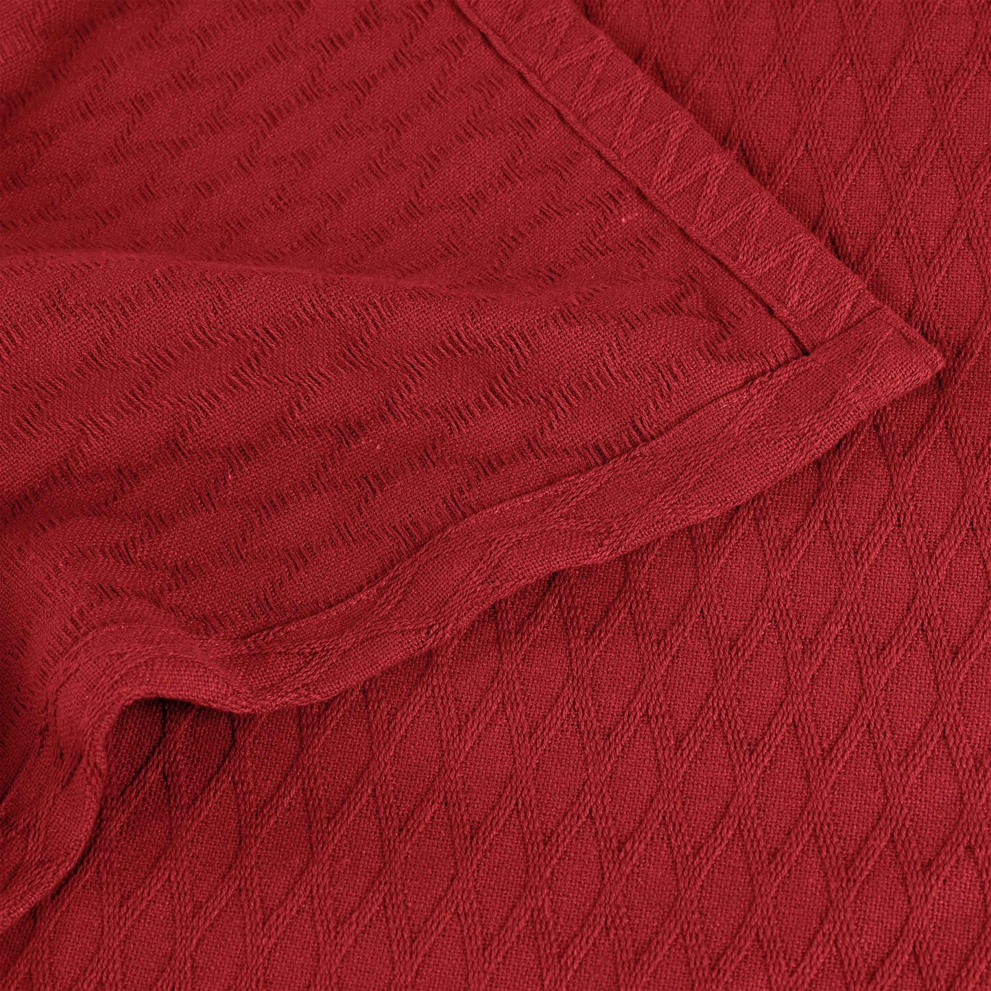 Diamond All-Season Cotton Blanket - Burgundy