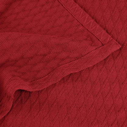Diamond All-Season Cotton Blanket - Burgundy