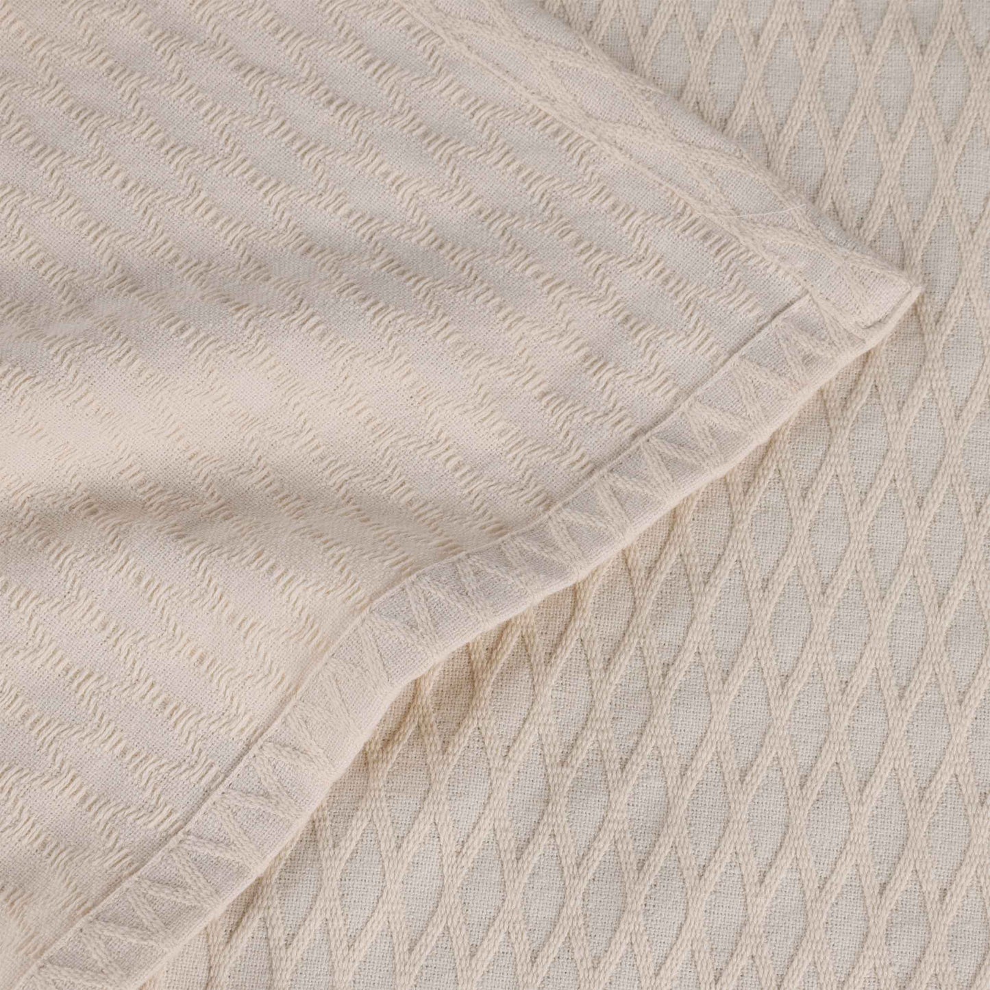 Diamond All-Season Cotton Blanket - Ivory