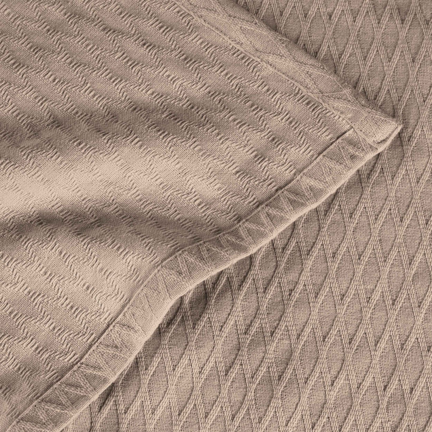 Diamond All-Season Cotton Blanket - Khaki