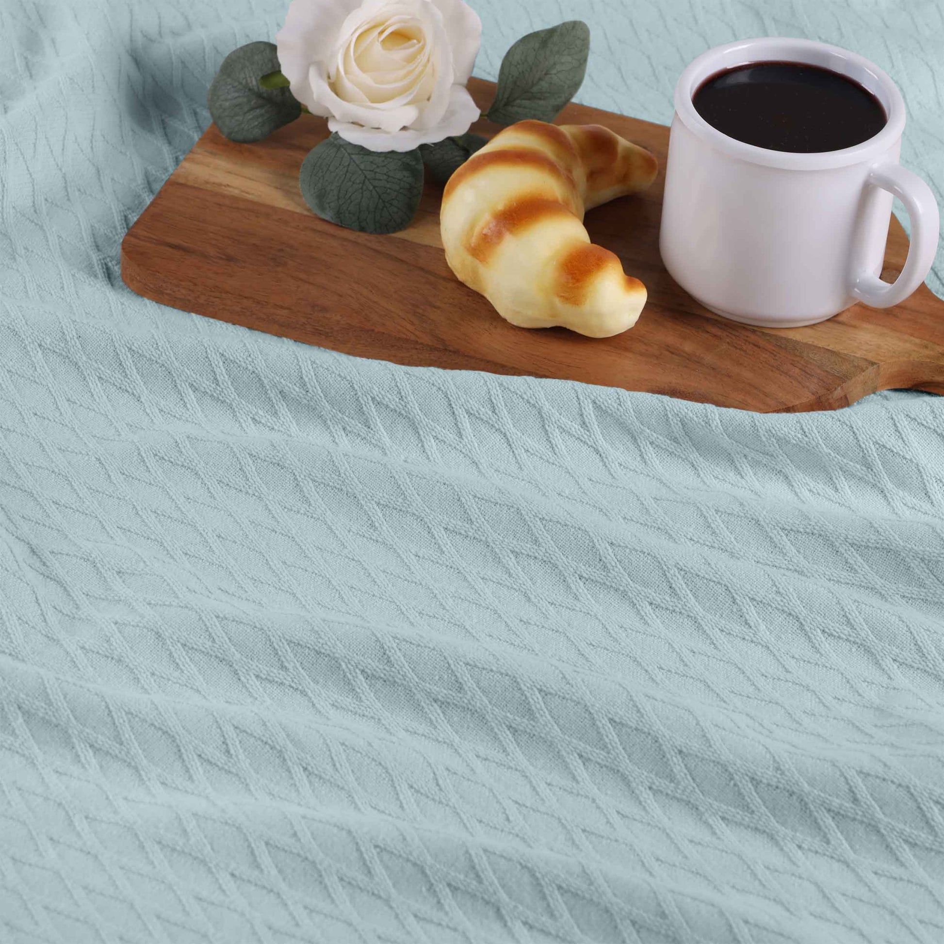 Diamond All-Season Cotton Blanket - Aqua