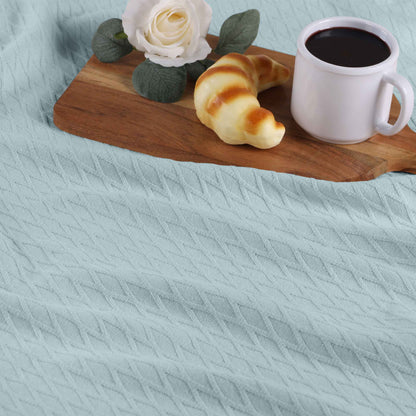 Diamond All-Season Cotton Blanket - Aqua
