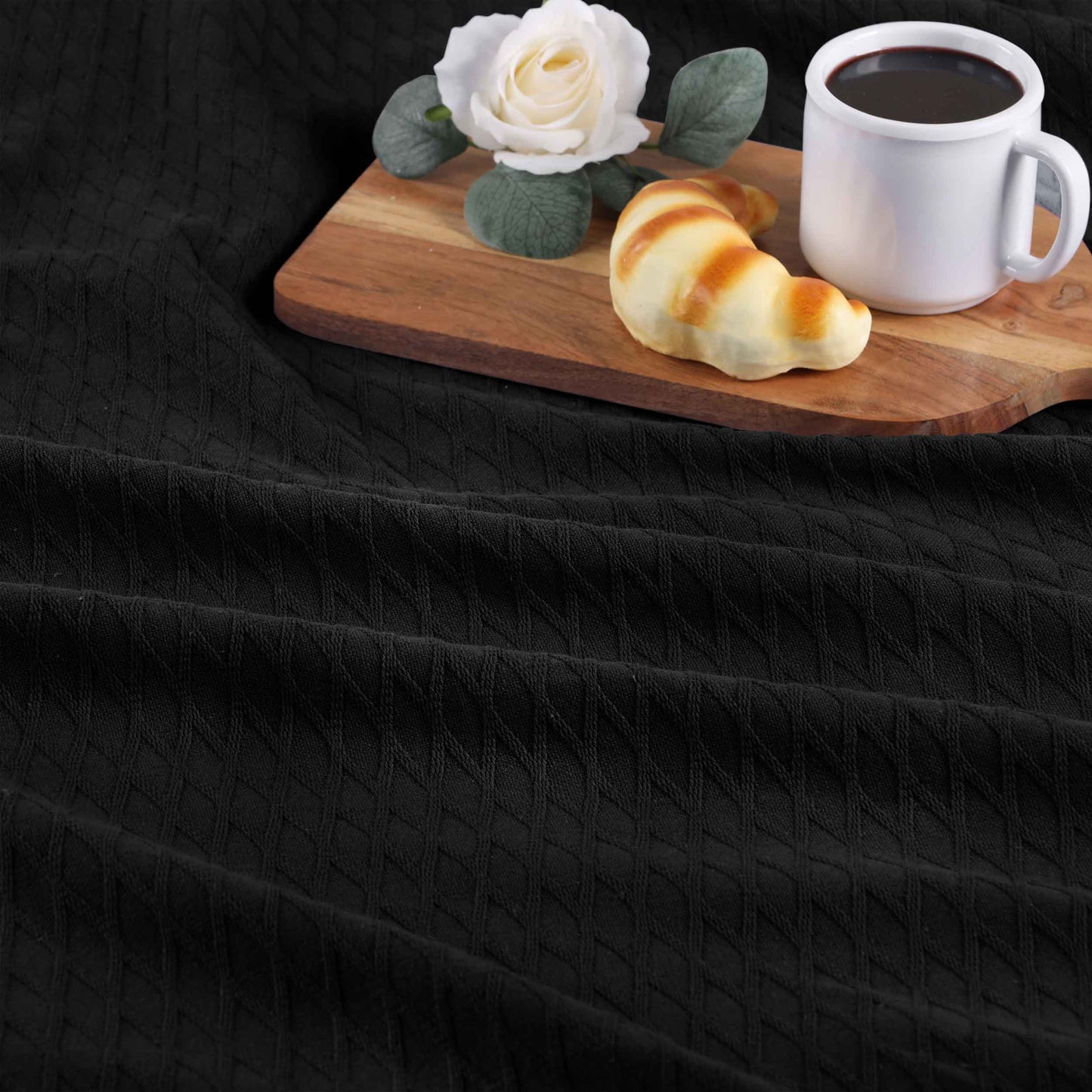 Diamond All-Season Cotton Blanket - Black