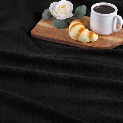 Diamond All-Season Cotton Blanket - Black