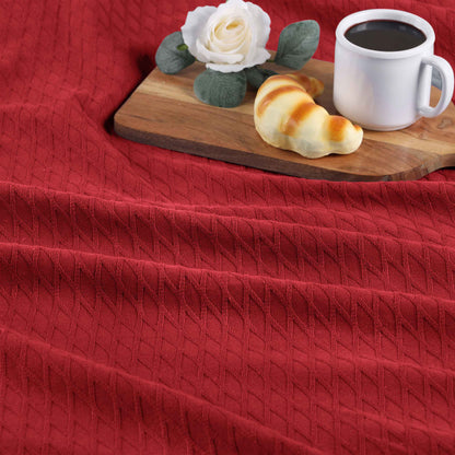 Diamond All-Season Cotton Blanket - Burgundy