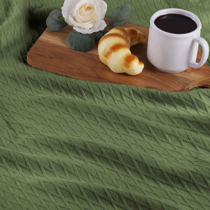 Diamond All-Season Cotton Blanket - Forest Green