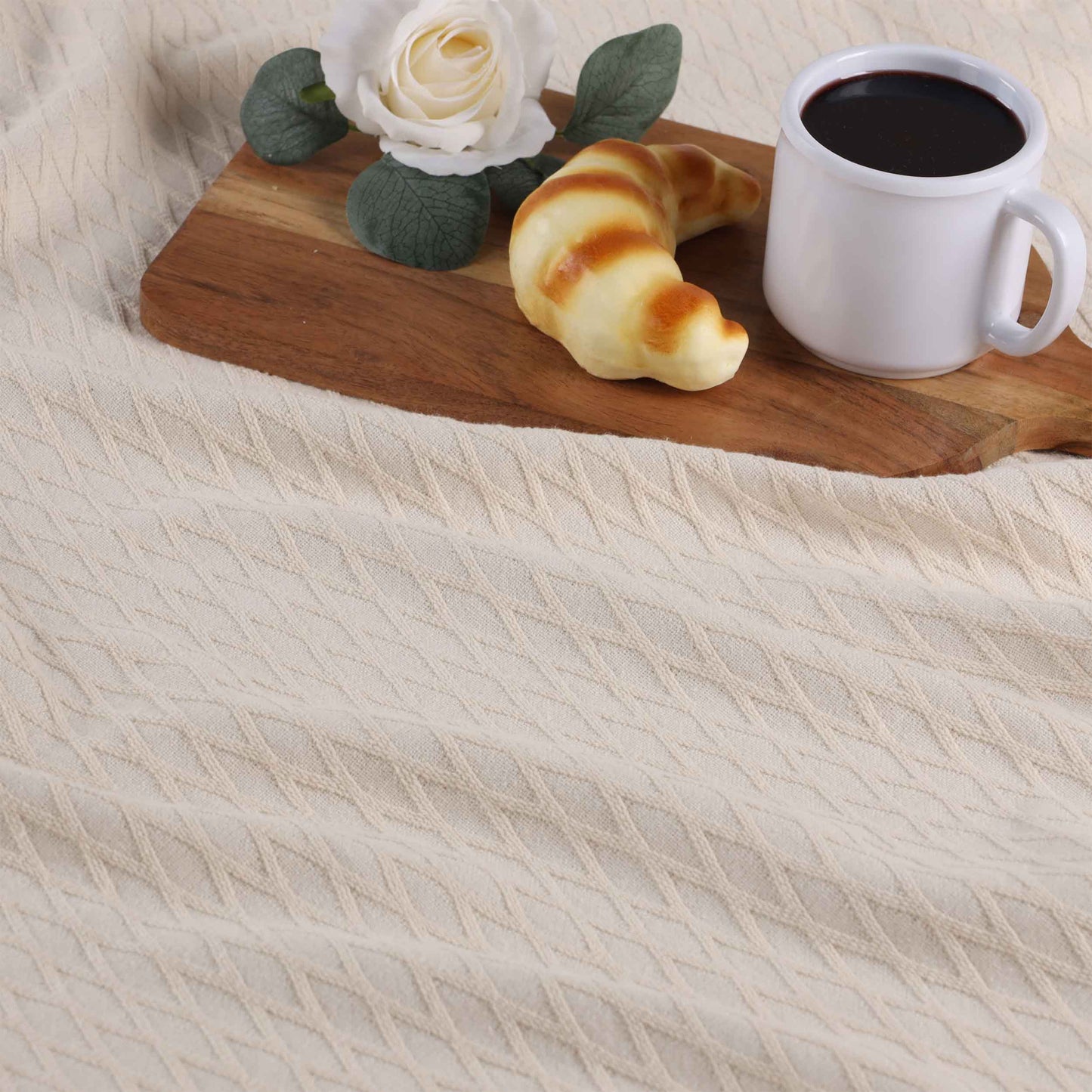 Diamond All-Season Cotton Blanket - Ivory