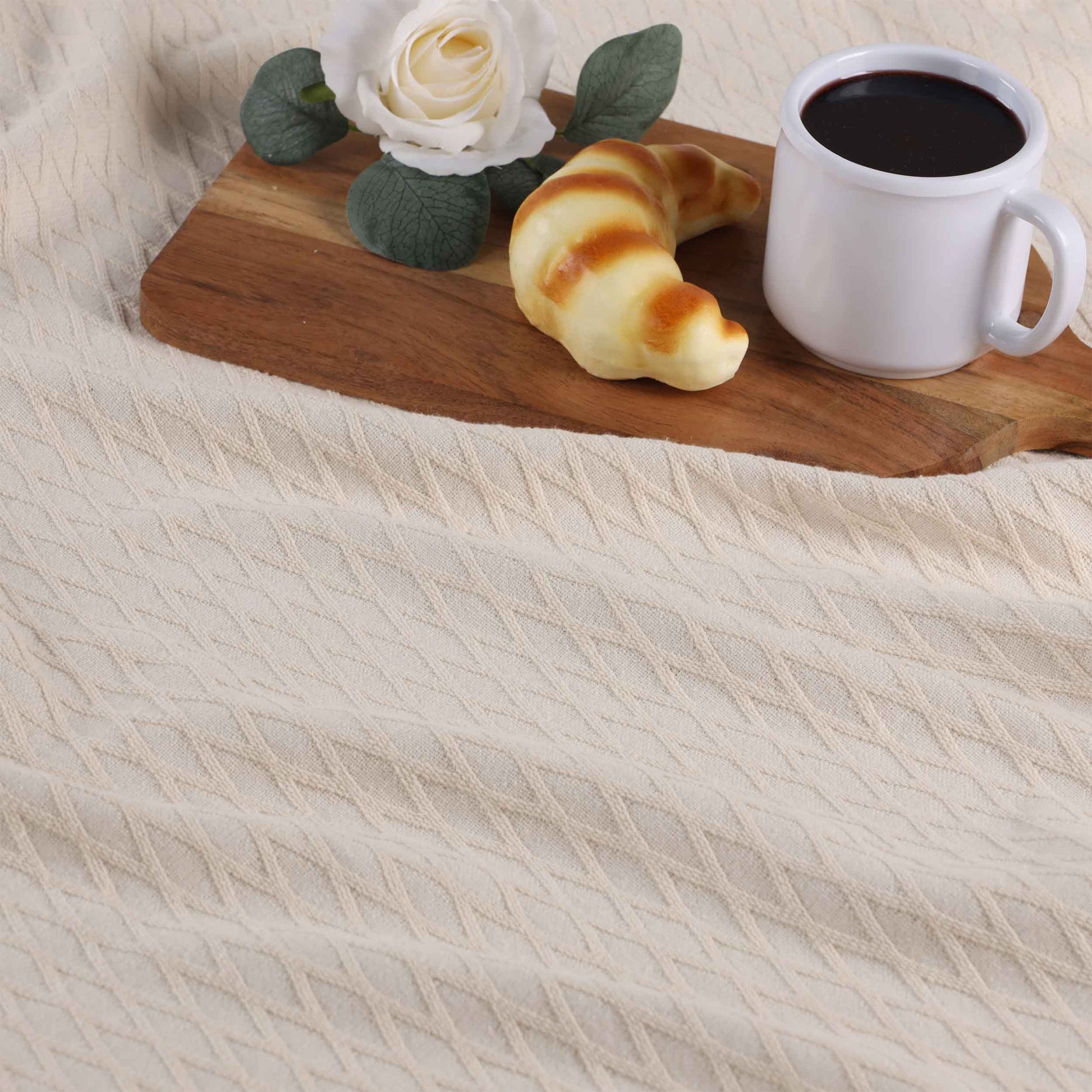 Diamond All-Season Cotton Blanket - Ivory