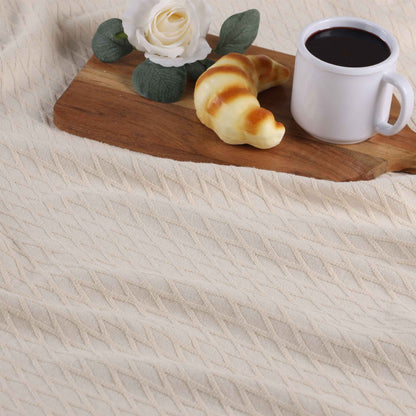 Diamond All-Season Cotton Blanket - Ivory