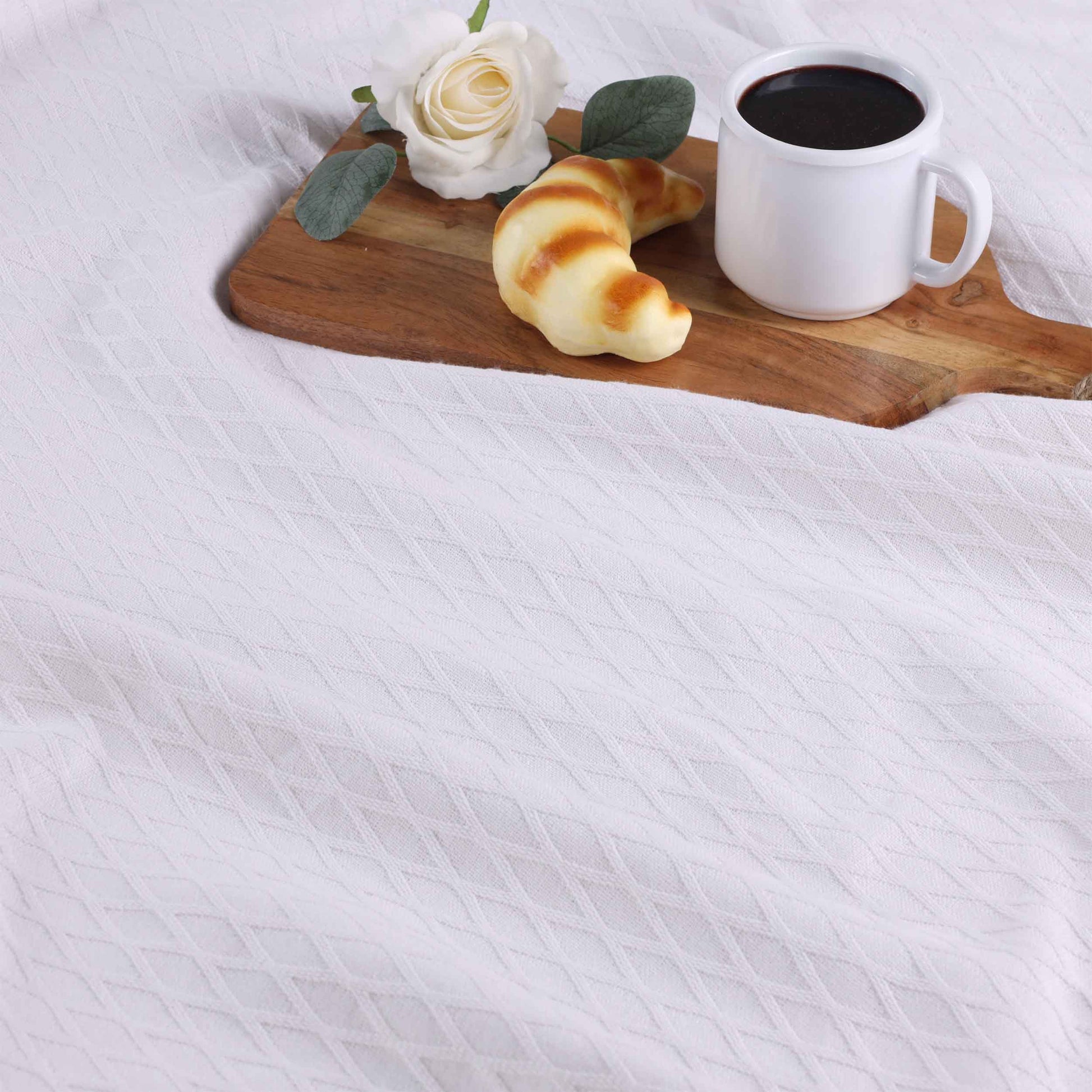 Diamond All-Season Cotton Blanket - White