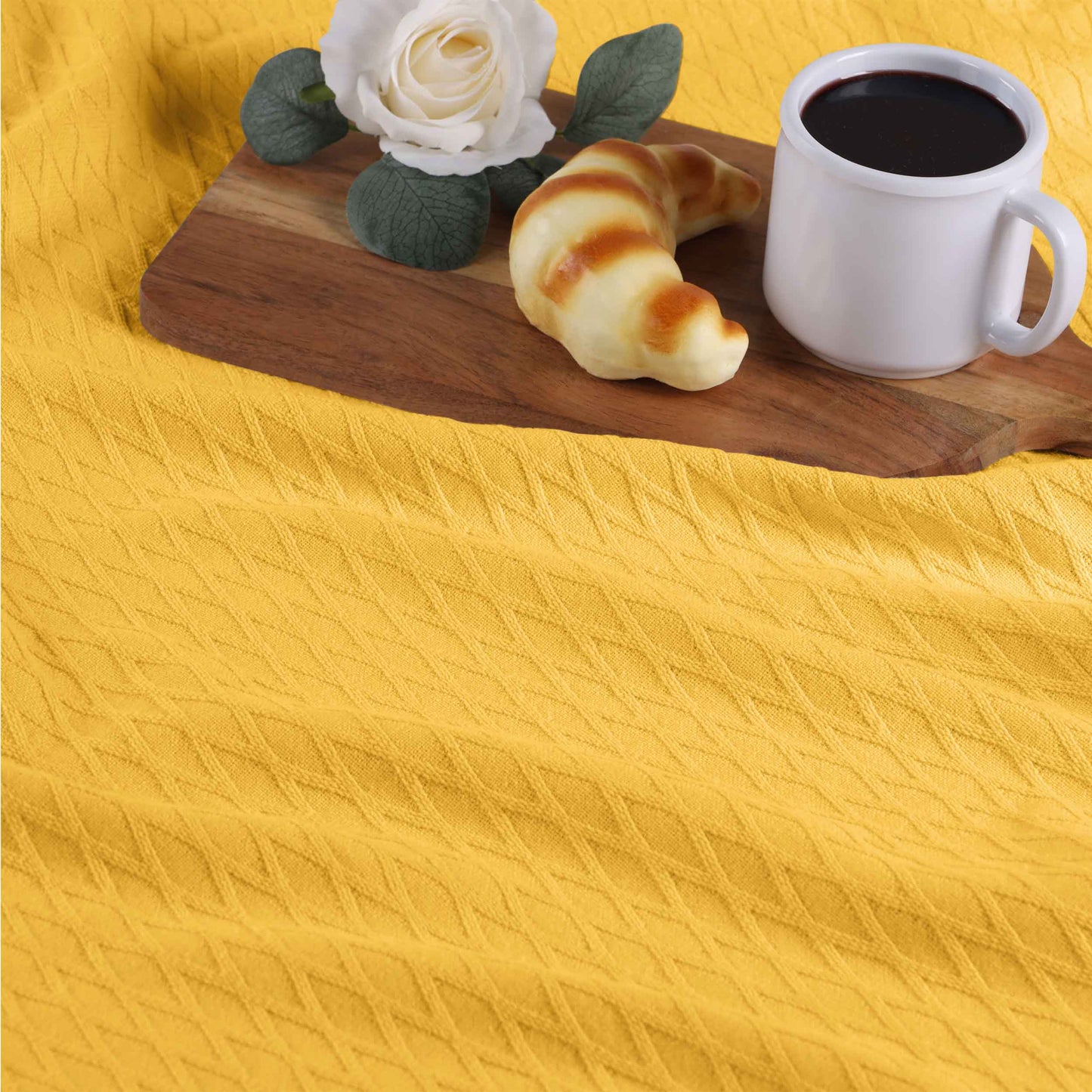 Diamond All-Season Cotton Blanket - Yellow