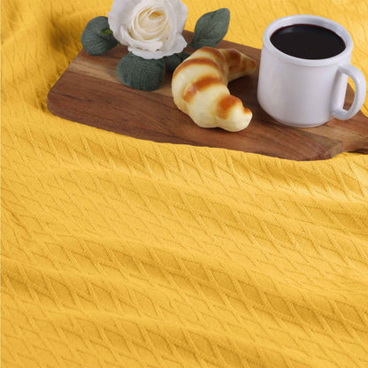 Diamond All-Season Cotton Blanket - Yellow