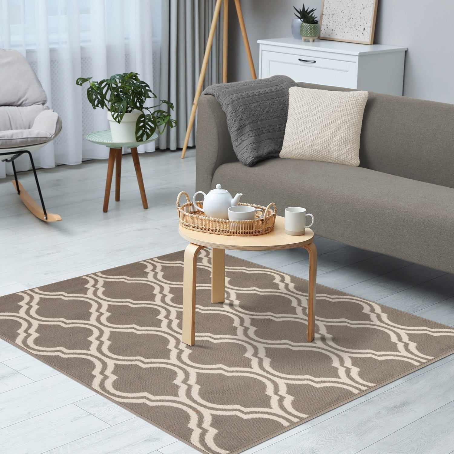 Superior Double Moroccan Trellis Area Rug - Gray