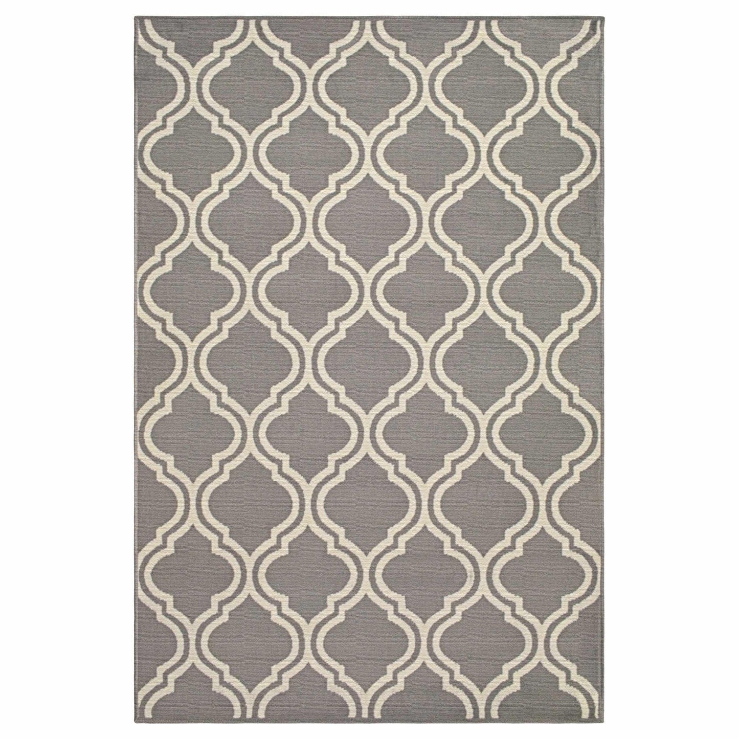 Superior Double Moroccan Trellis Area Rug - Gray